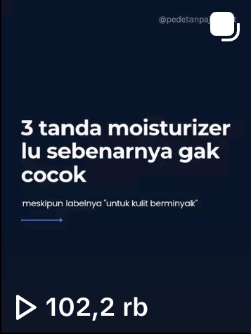 PedeTanpaJerawat short-form video #2 — skincare education clip with 102.2K views.