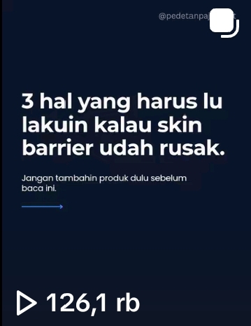 PedeTanpaJerawat short-form video #1 — skincare education clip, top performer at 126.1K views.